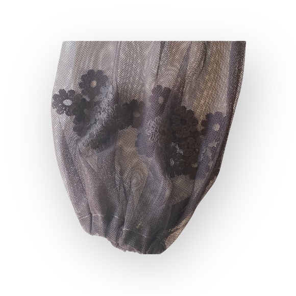 new Chaser ✶ Vintage Inspired Mesh + Lace Off Shouder Mini Dress ✶ Black XS ✶ - Picture 8 of 16